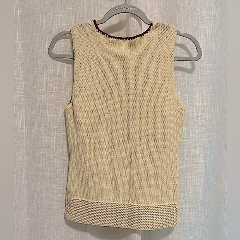 Tommy Hilfiger Sweater Vest Sleeveless Knit Cream Retro - Picture 2 of 4